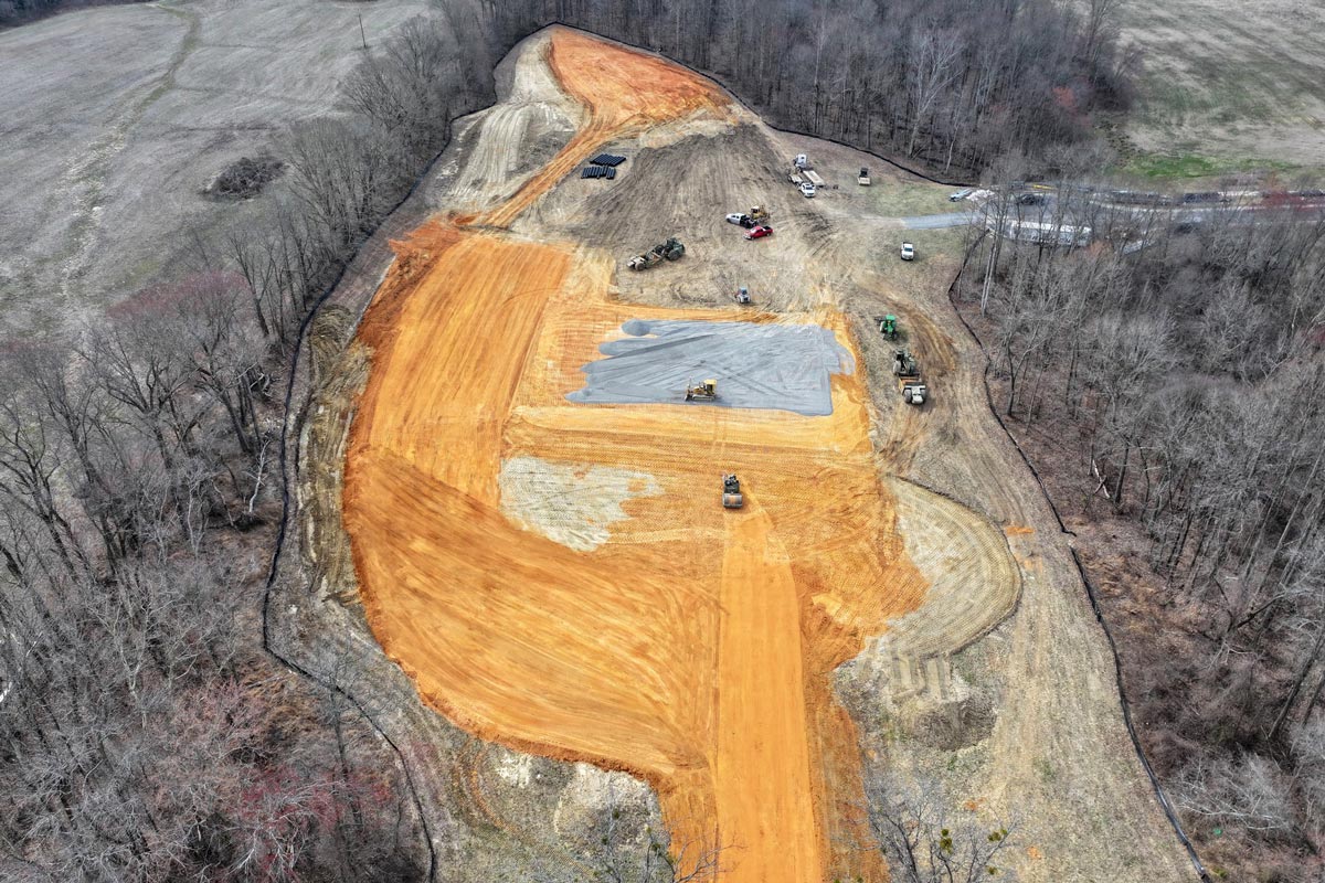 drone photo of construction site