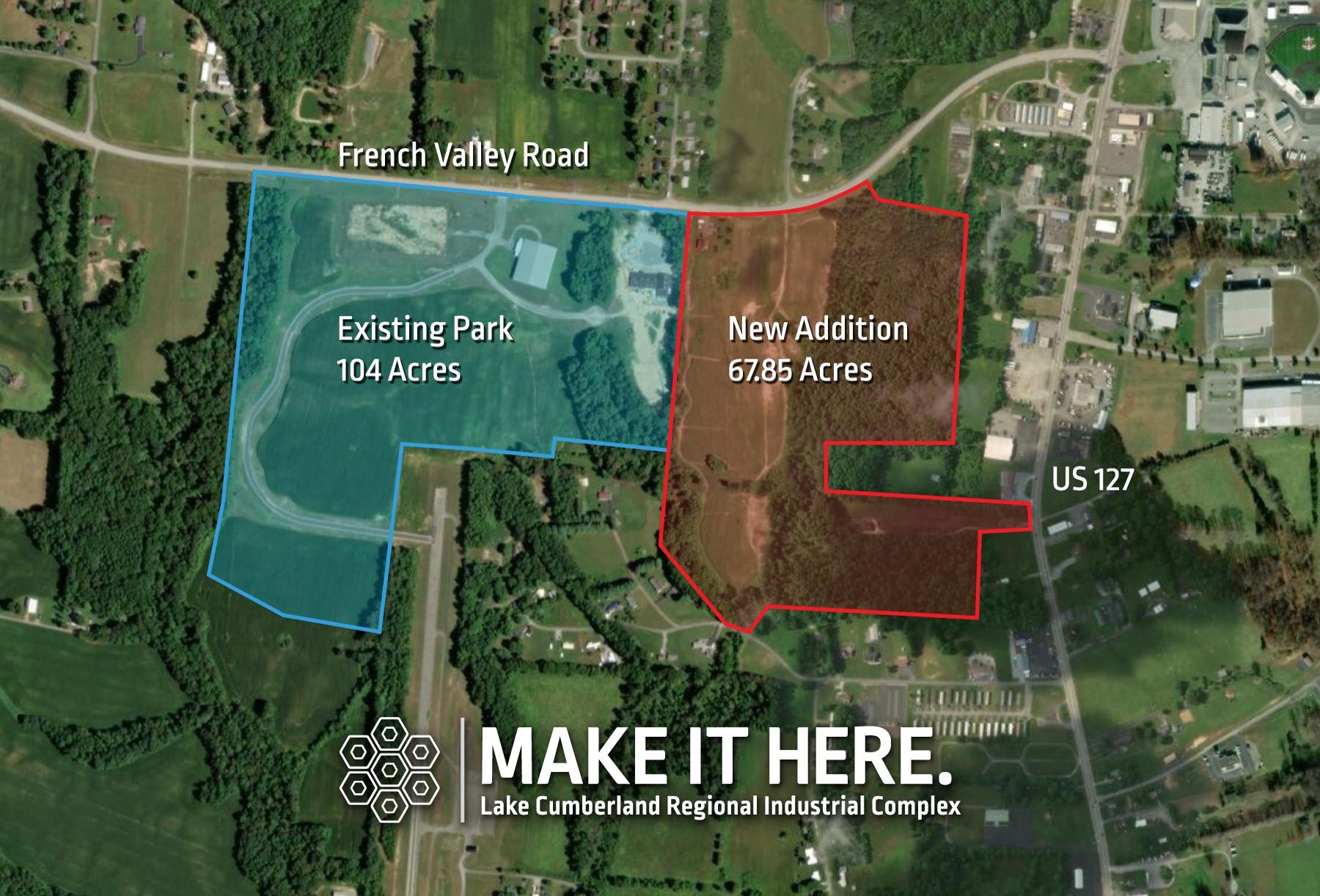 border of new park boundary over satellite view of propery