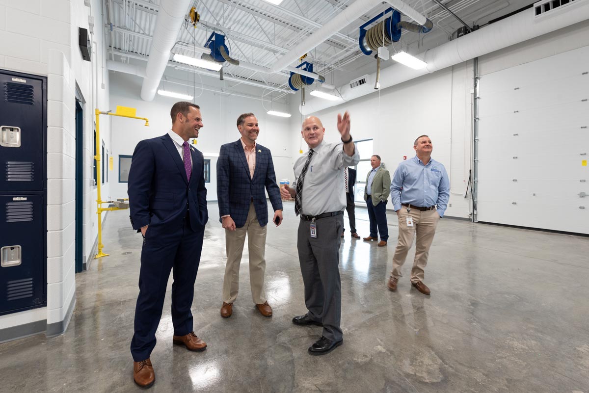 Kentucky Representative Josh Branscum and Senator Max Wise with Russell County School Superintendent Michael Ford during Wednesday's tour of the Lake Cumberland Regional College & Workforce Center.